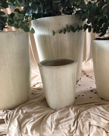 Maceta Cilindrica Ceramica Crema S
