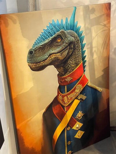 Cuadro Lagarto cresta celete traje azul