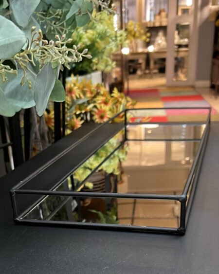 Bandeja Rectangular Espejada Negra