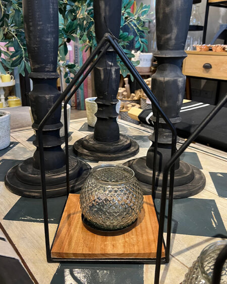 Casita porta vela grande negra