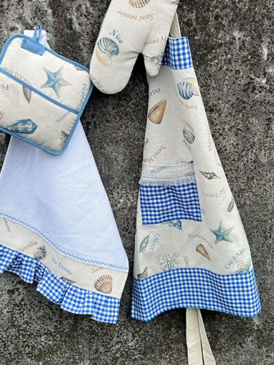 Delantal motivo corales azul