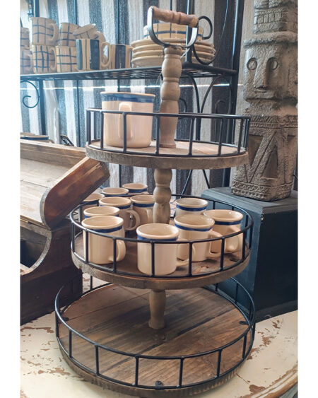 Porta muffin madera y metal 2 niveles
