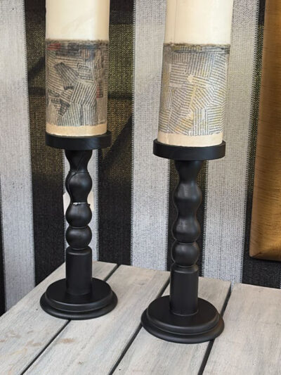 Candelabro negro 3 bochas