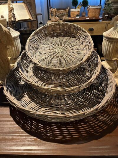 Set x3 bandejas redondas rattan