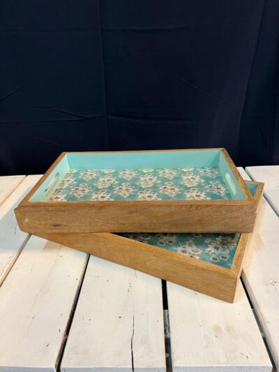 Set x2 Bandejas Madera Turquesa