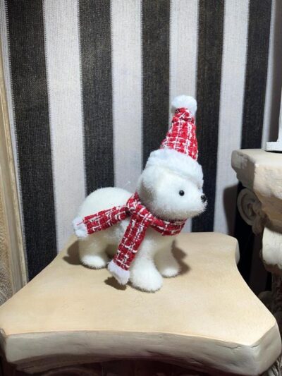 Osito blanco con gorro navideño