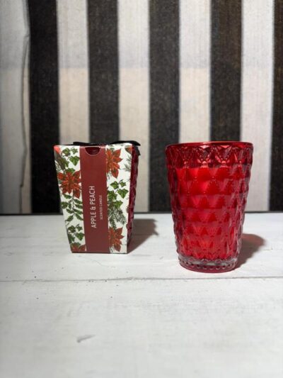 Vela manzana y durazno vaso rojo