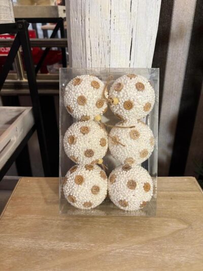 Set x6 bochas blancas y doradas lunares