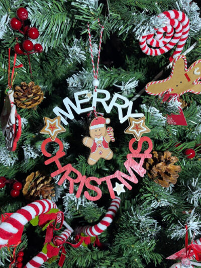 Letrero merry christmas redondo