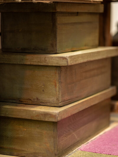 Set x3 cajas madera grises