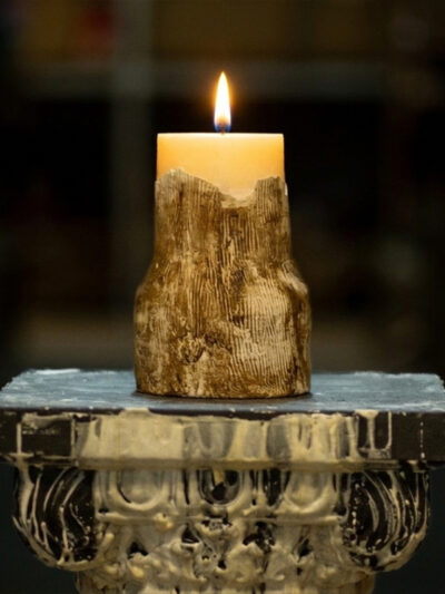 Vela base cemento grande blanca