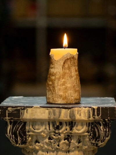 Vela base cemento XL blanca