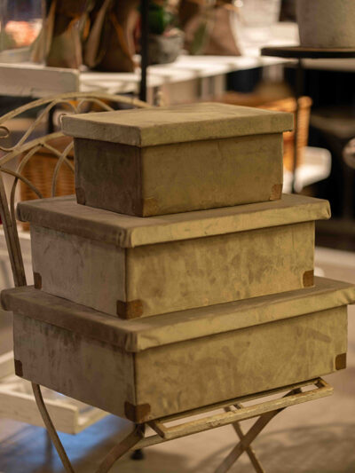 Set x3 cajas de madera con pana