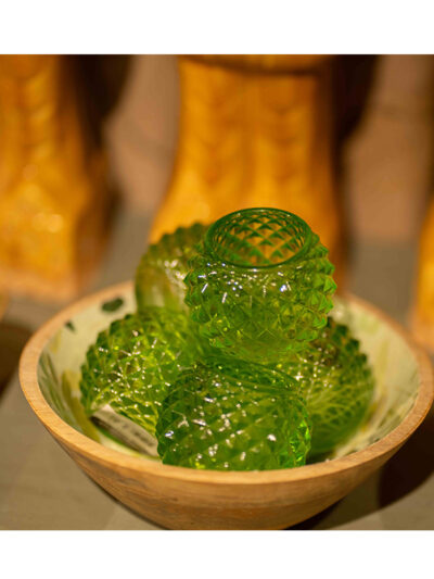 Candelabro mini verde de cristal