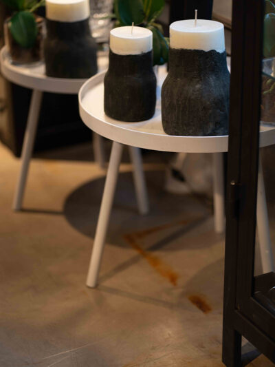 Mesa ratona redonda de hierro blanco