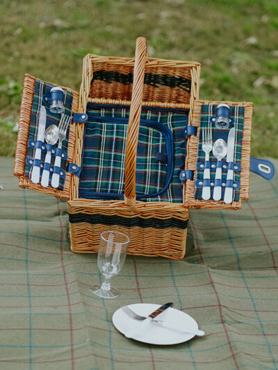 Canasta picnic para 2 personas con manija verde