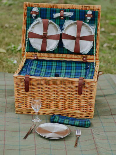 Canasta de picnic para 6 personas verde escocesa